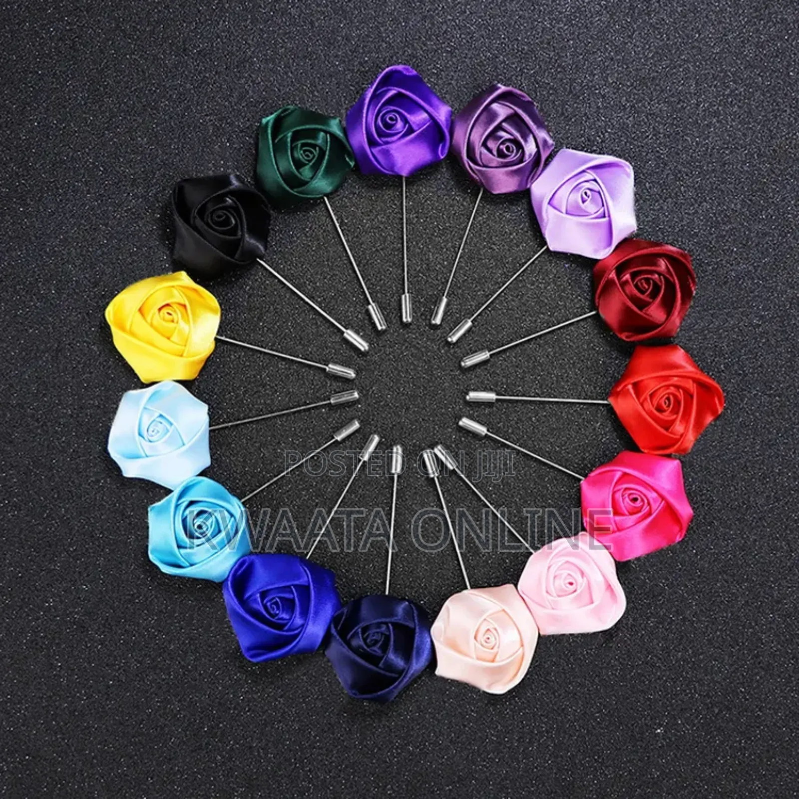 Men's Lapel Pin Fabric Flower Decor Boutonniere Pin Wedding Brooch
