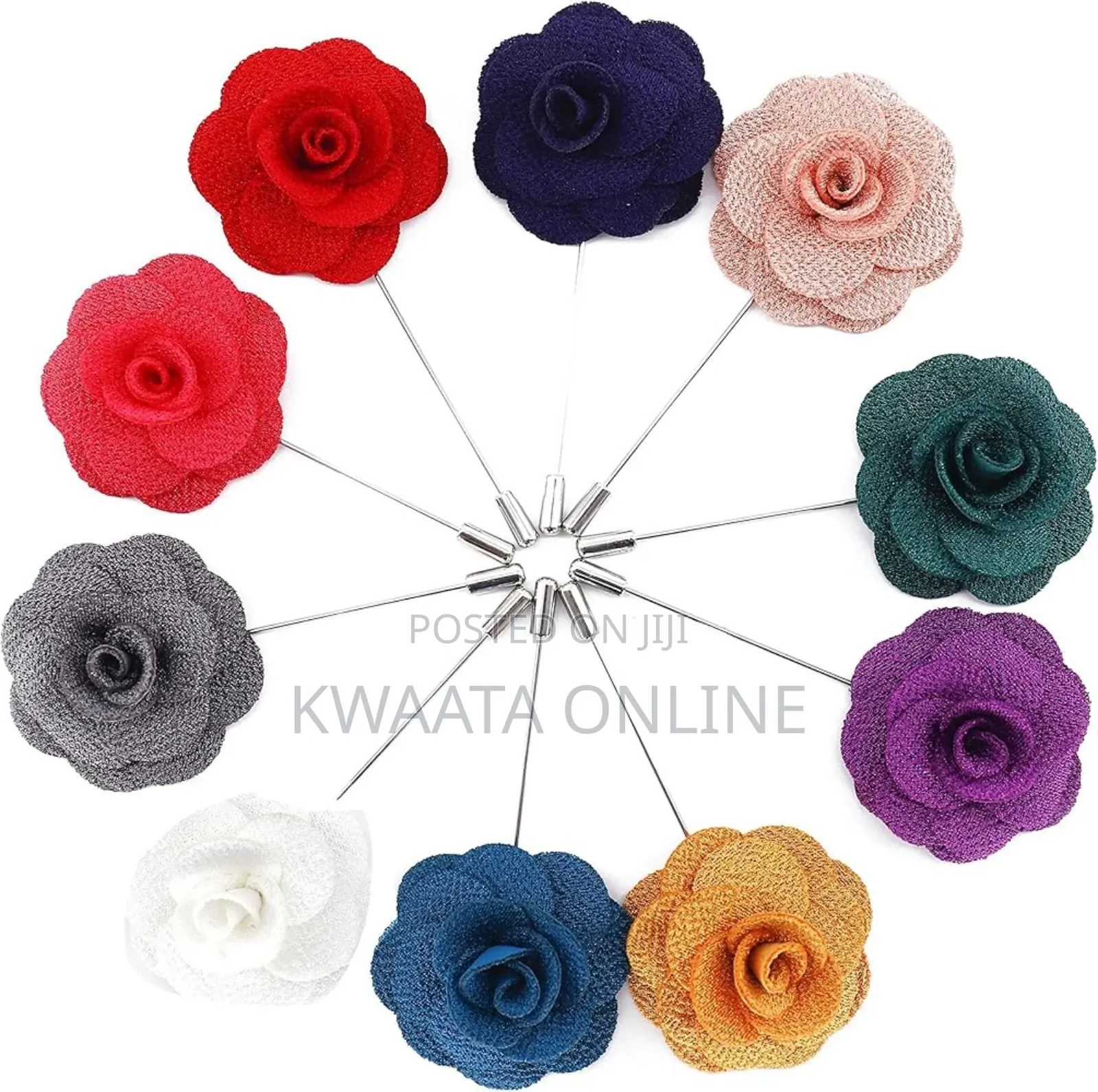 Men's Lapel Pin Fabric Flower Decor Boutonniere Pin Wedding Brooch