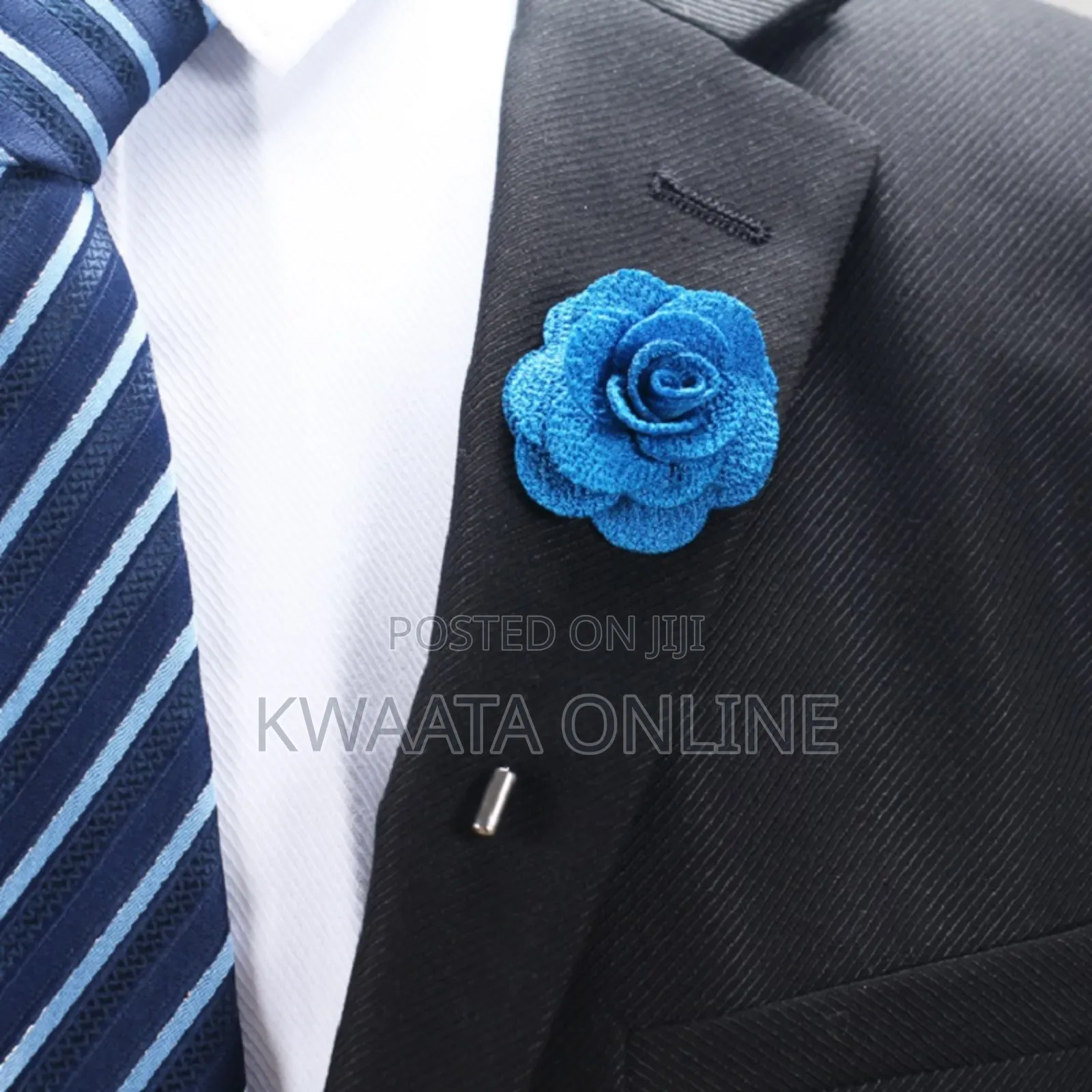 Men's Lapel Pin Fabric Flower Decor Boutonniere Pin Wedding Brooch