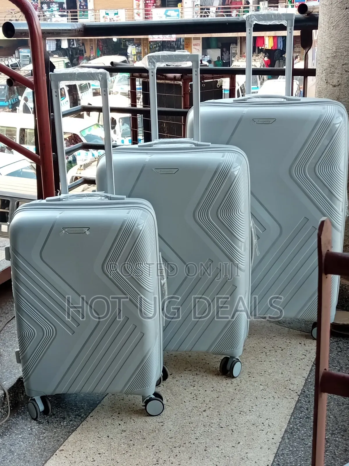 Set Of 3pcs Waterproof Rubber Travel Suitcases - Multicolor