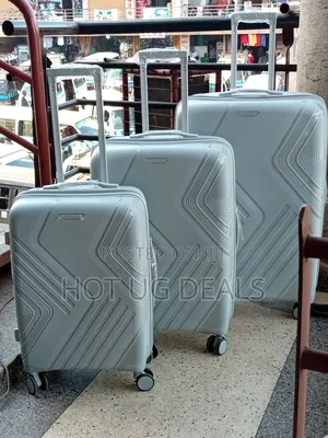 Set Of 3pcs Waterproof Rubber Travel Suitcases - Multicolor