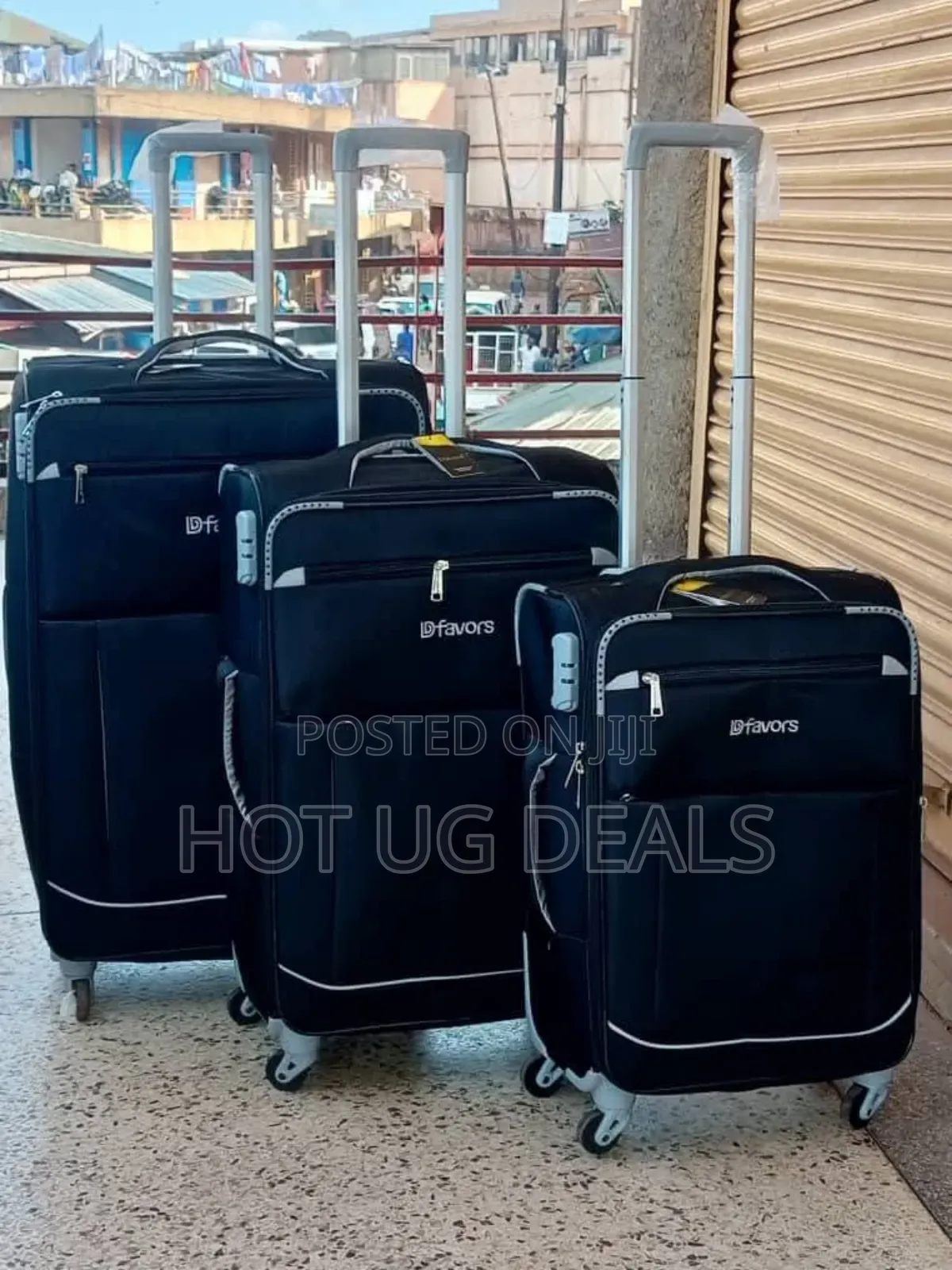 Large Size (Big) Cloth Fabric Travel Suitcase - Black