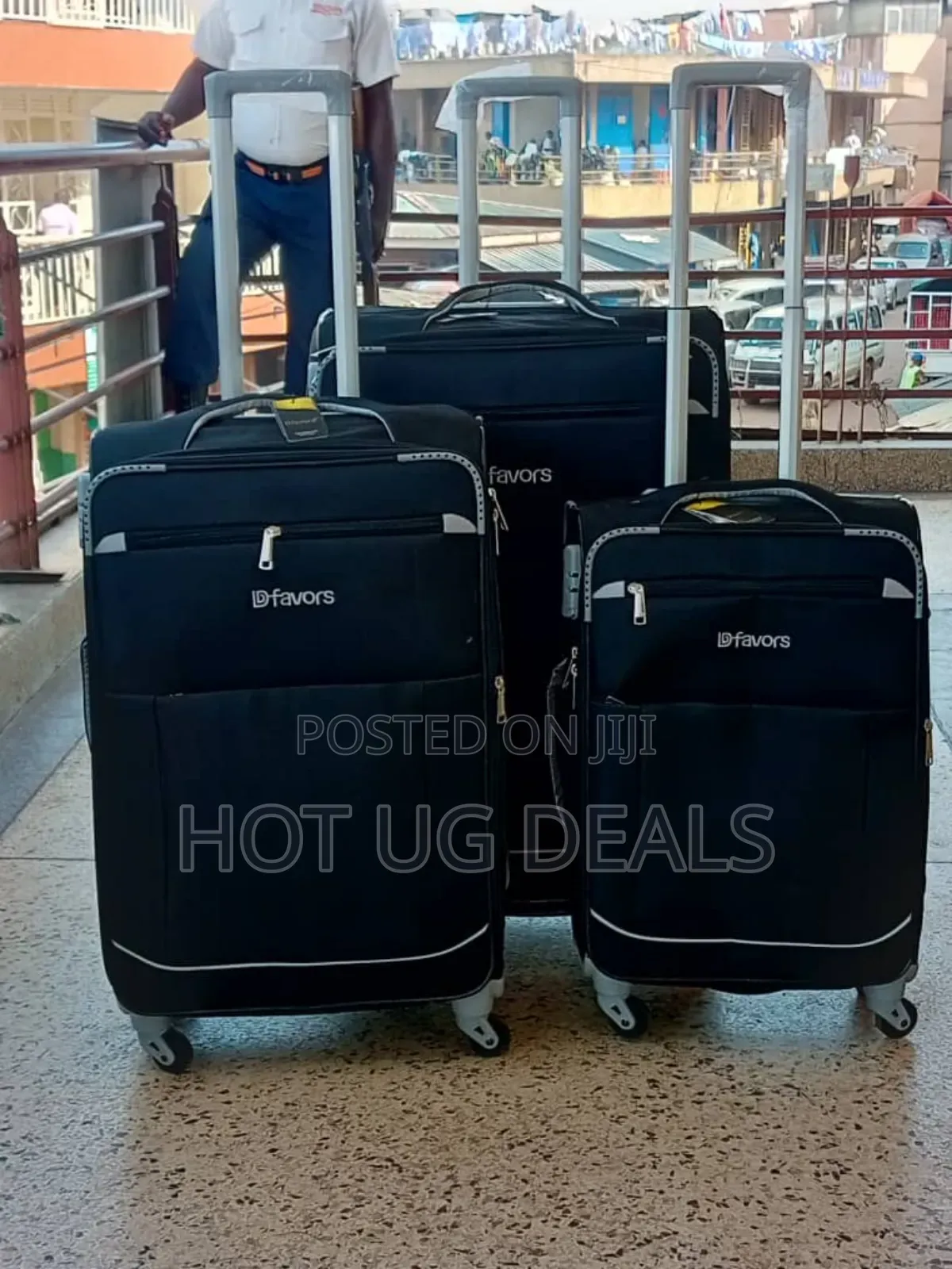Large Size (Big) Cloth Fabric Travel Suitcase - Black