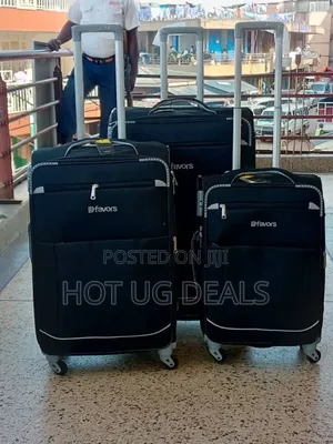 Large Size (Big) Cloth Fabric Travel Suitcase - Black
