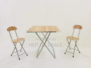 Foldable Reading Table 2 Chairs - Brown