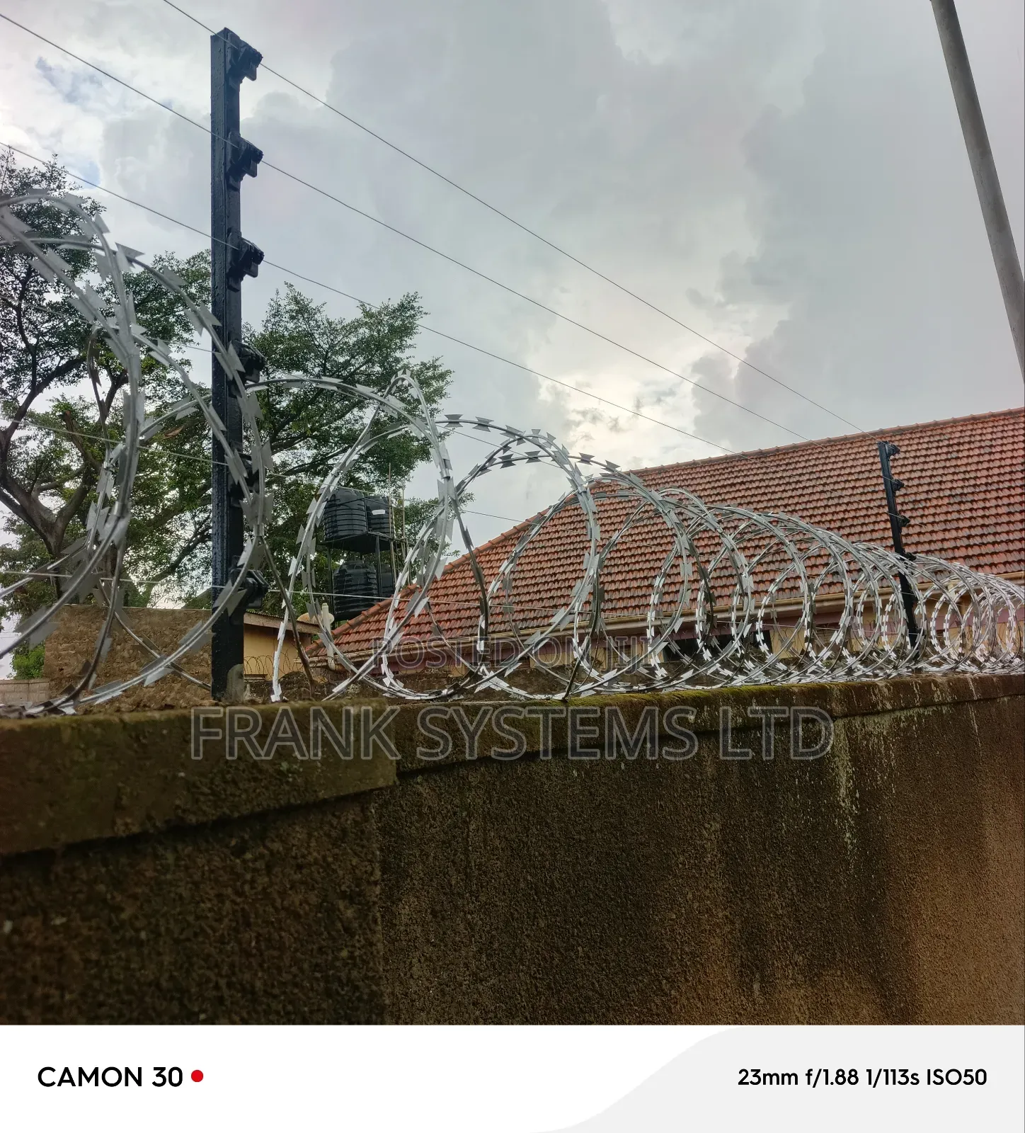 Electric Fence With Razorwire Silver