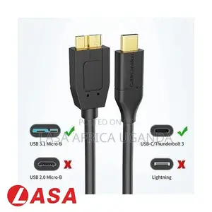 USB Micro B to Type C 3.1 to External Hard Drive Cable -30cm