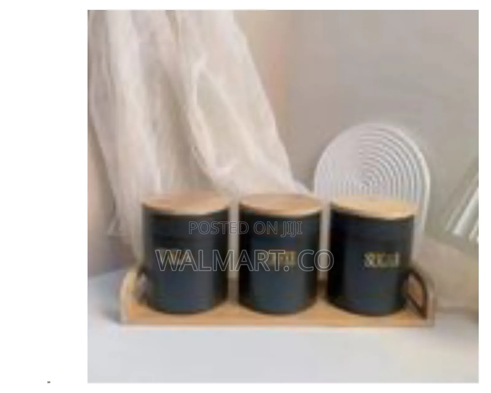 A Set of 3 Sealed Ceramic Jars for Sugar,Tea,Coffee