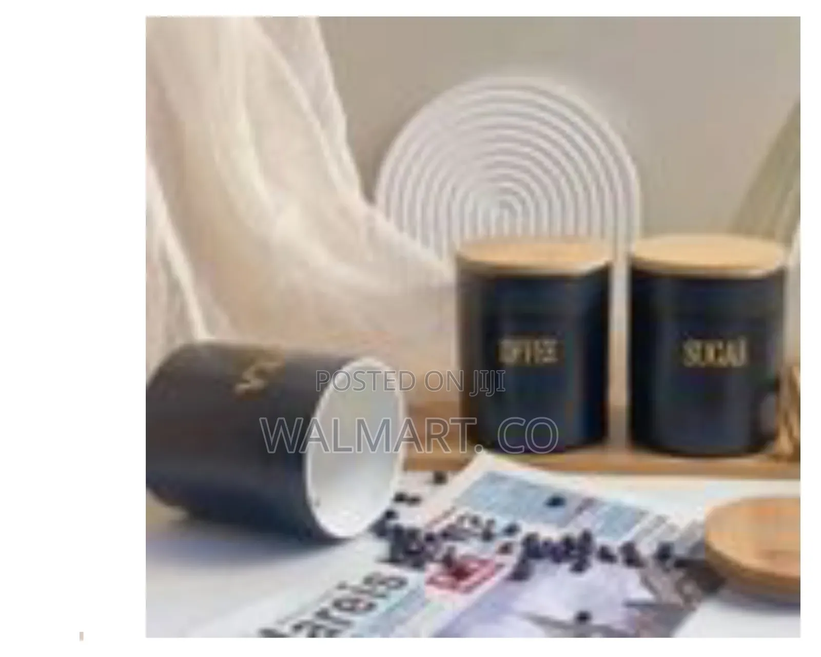 A Set of 3 Sealed Ceramic Jars for Sugar,Tea,Coffee
