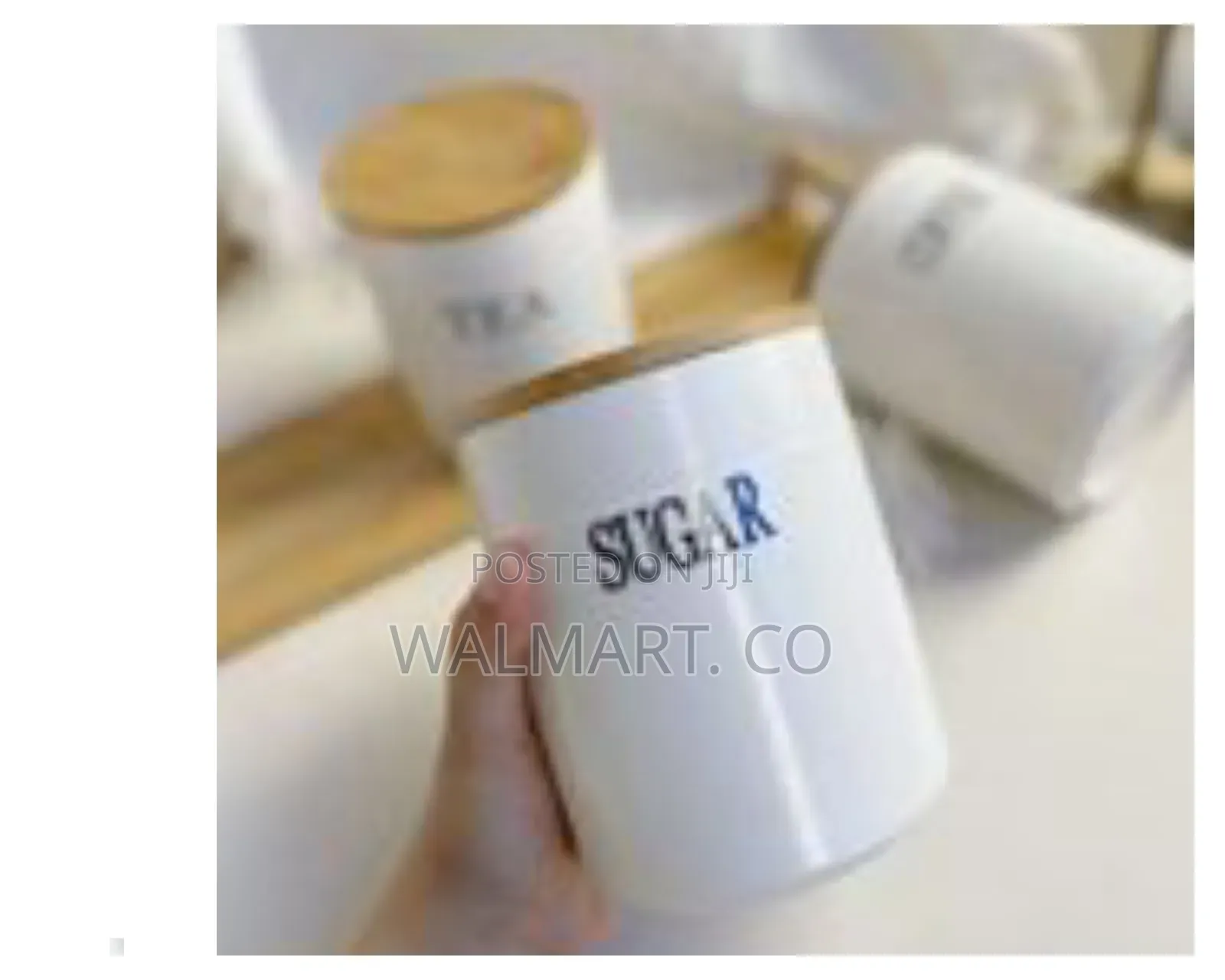 A Set of 3 Sealed Ceramic Jars for Sugar,Tea,Coffee