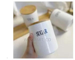 A Set of 3 Sealed Ceramic Jars for Sugar,Tea,Coffee
