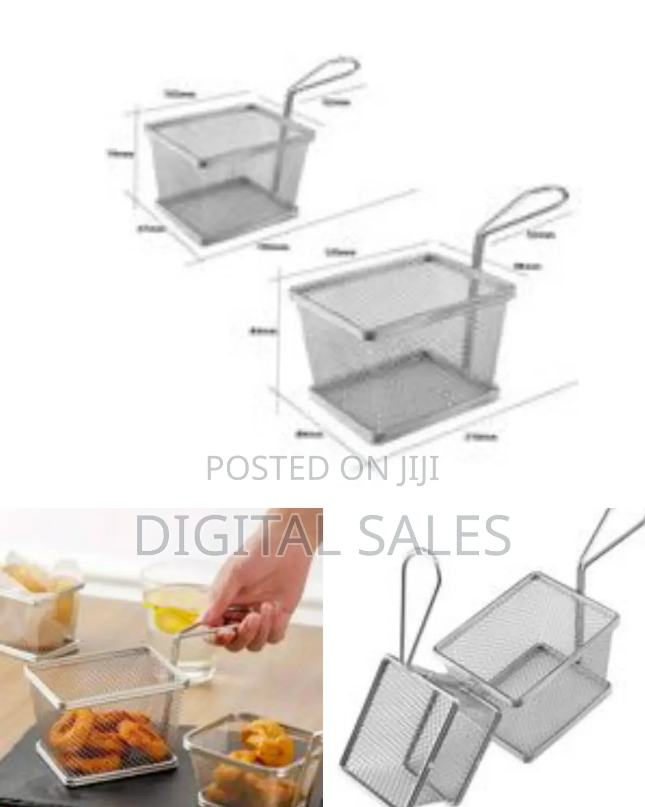 84*89*210mm 3 Pcs Fried Chicken Serving Basket Fryer Basket Colander