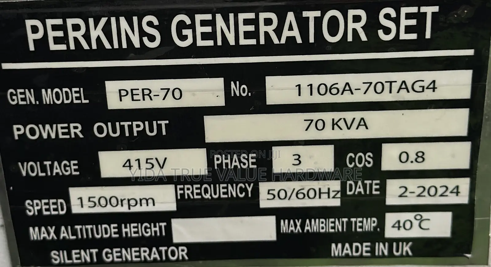 Perkins Generator 70 Kva