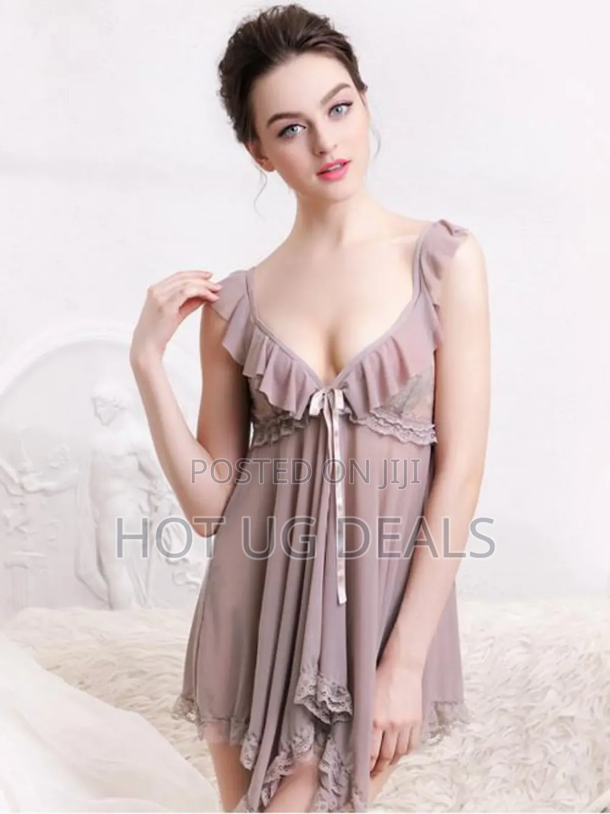 Women Sexy Lace Nightgown V Neck Nightgown With G-string