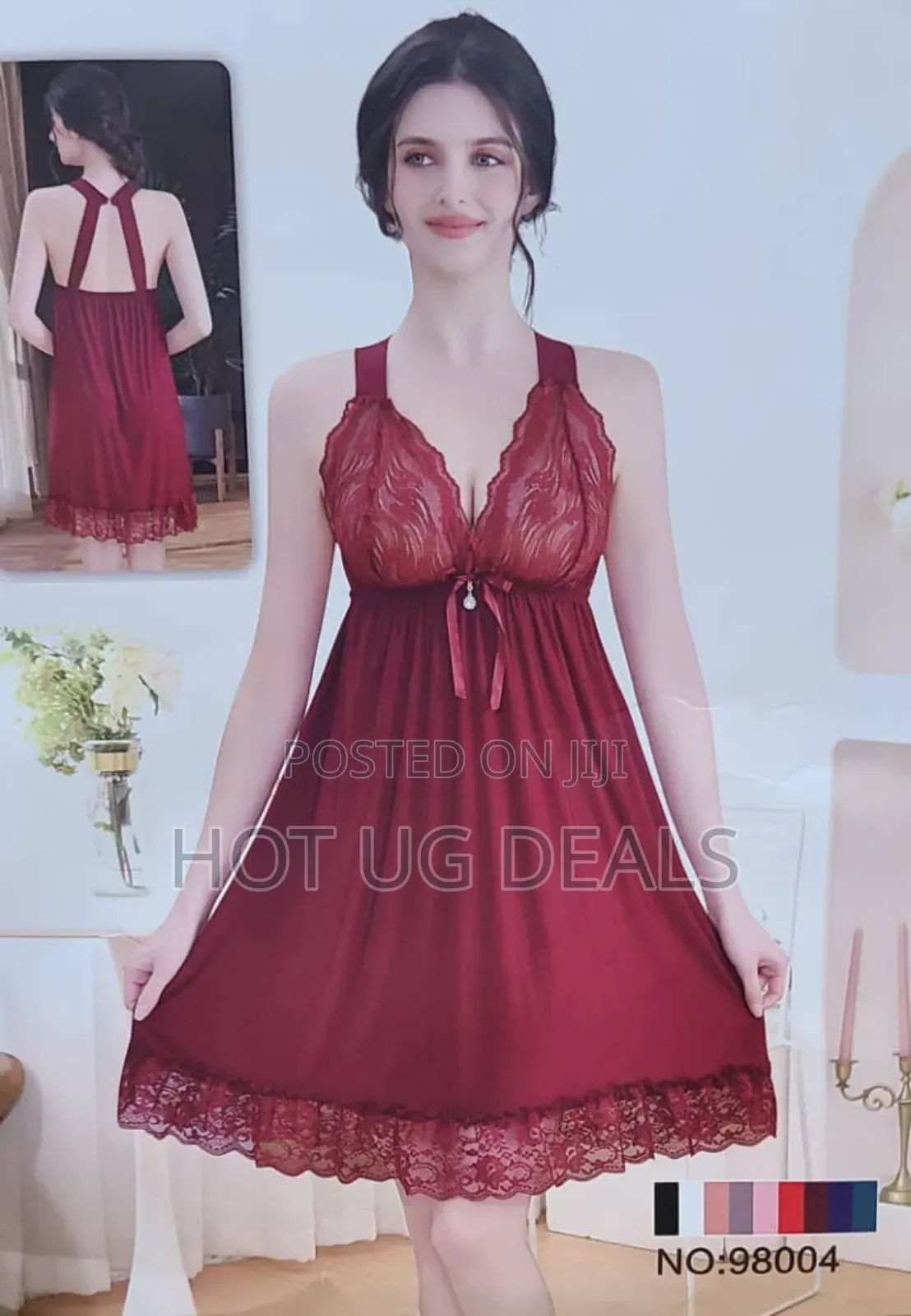 Women Sexy Lace Nightgown V Neck Nightgown With G-string