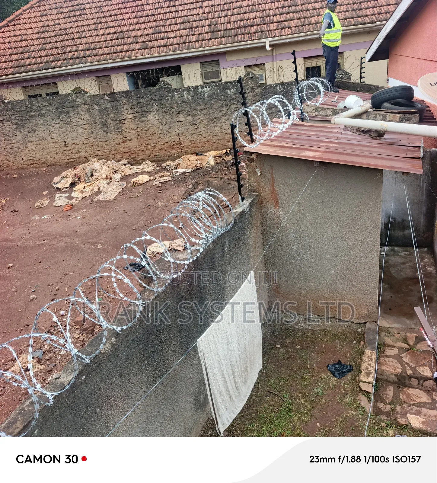 Electric Fencing Set Up on a Perimeter Wall