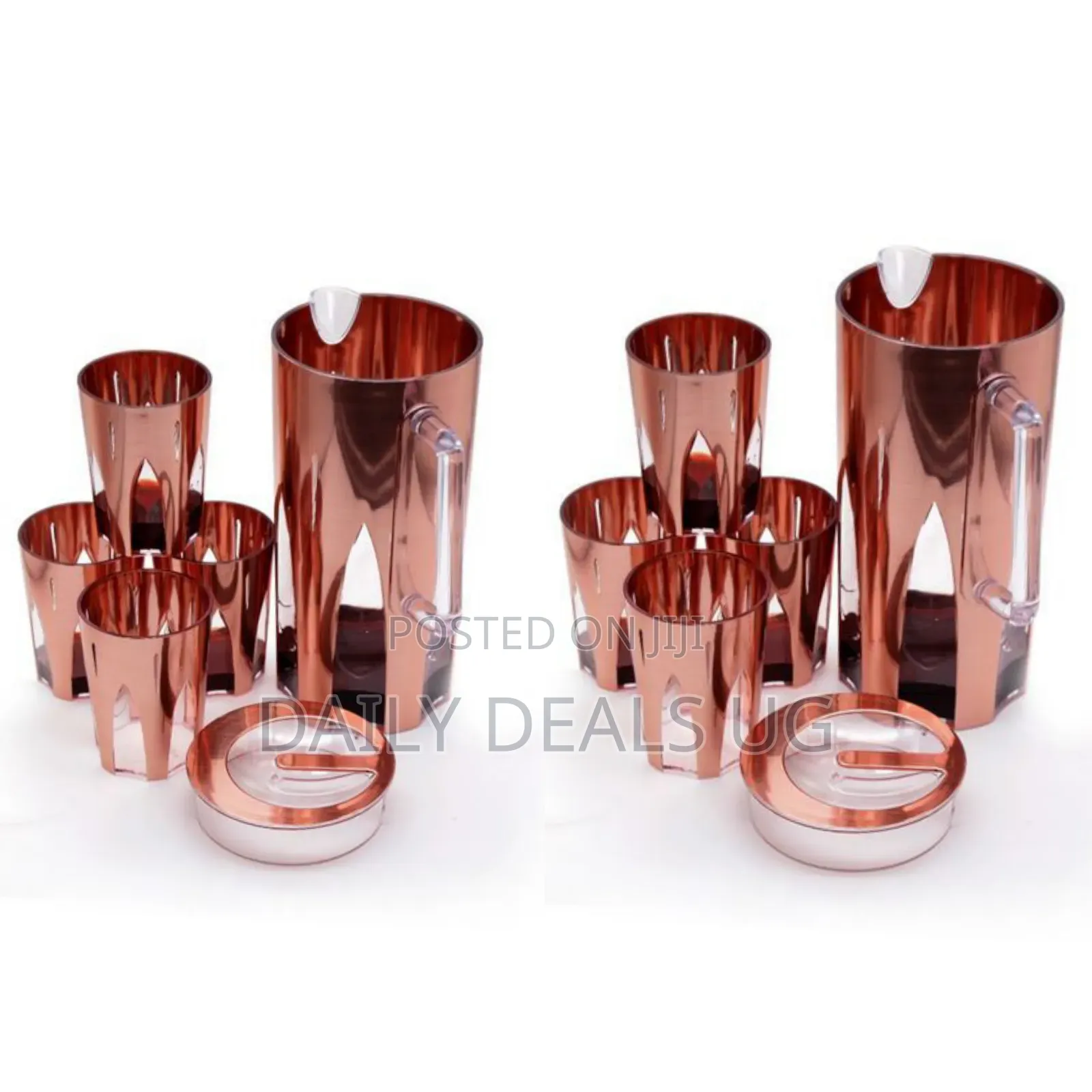 4 Piece Melamine Juice Tumbler Cups and 1piece Jug Water Set-Brown