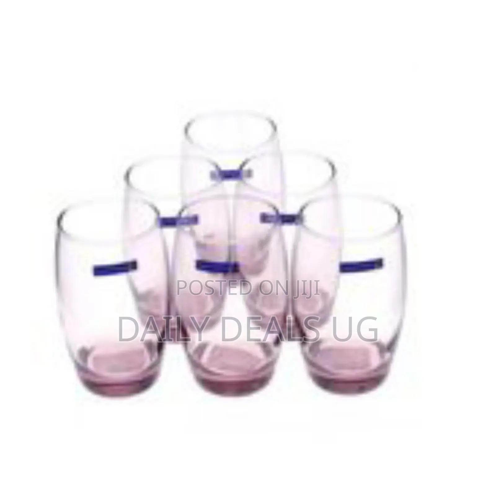 Luminarc 6 Pieces of Oval Water Juice Glasses Cups Drinkware -Purple