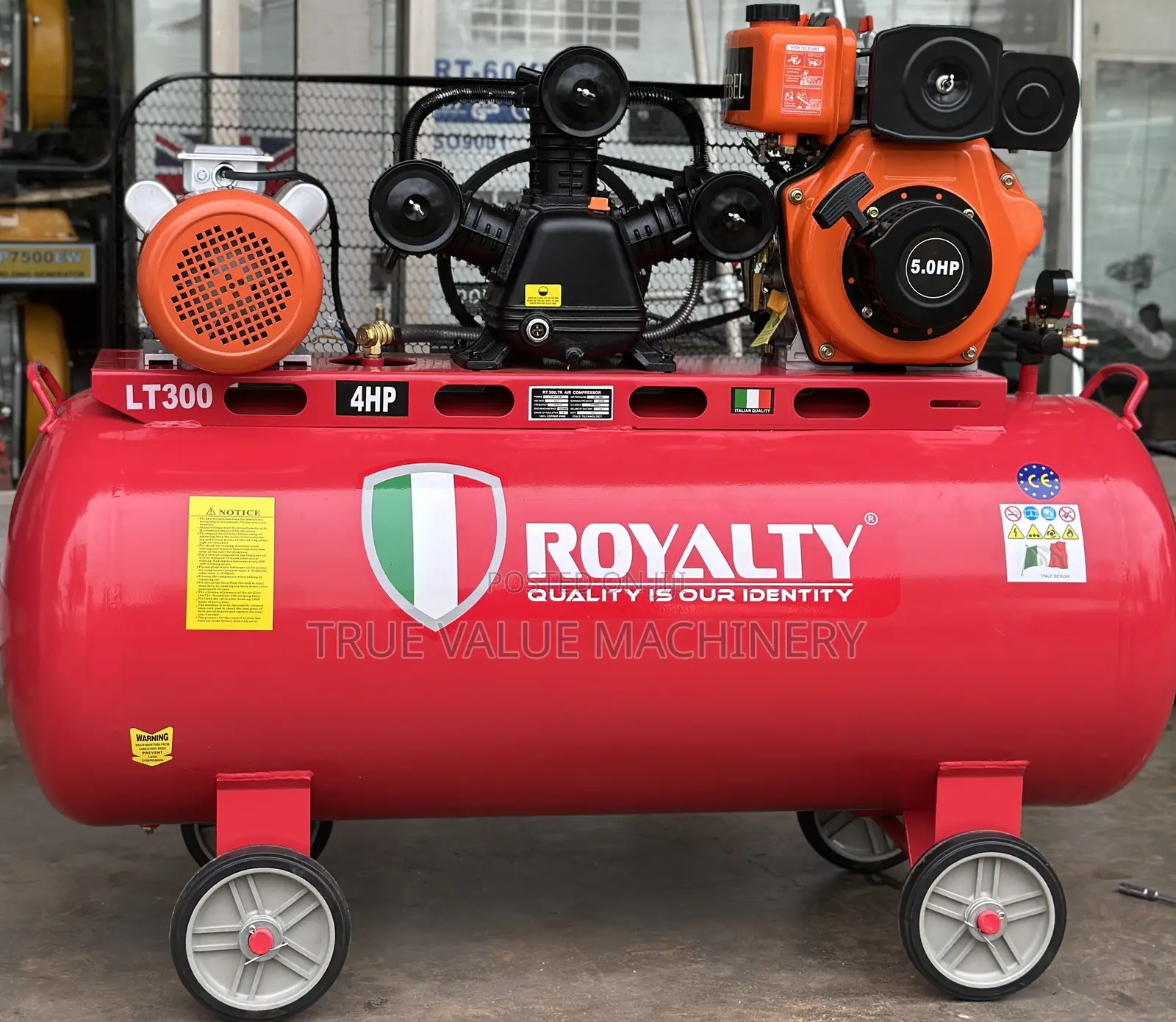 Air Compressor 300 Litres Double Fuction Diesel and Eletric