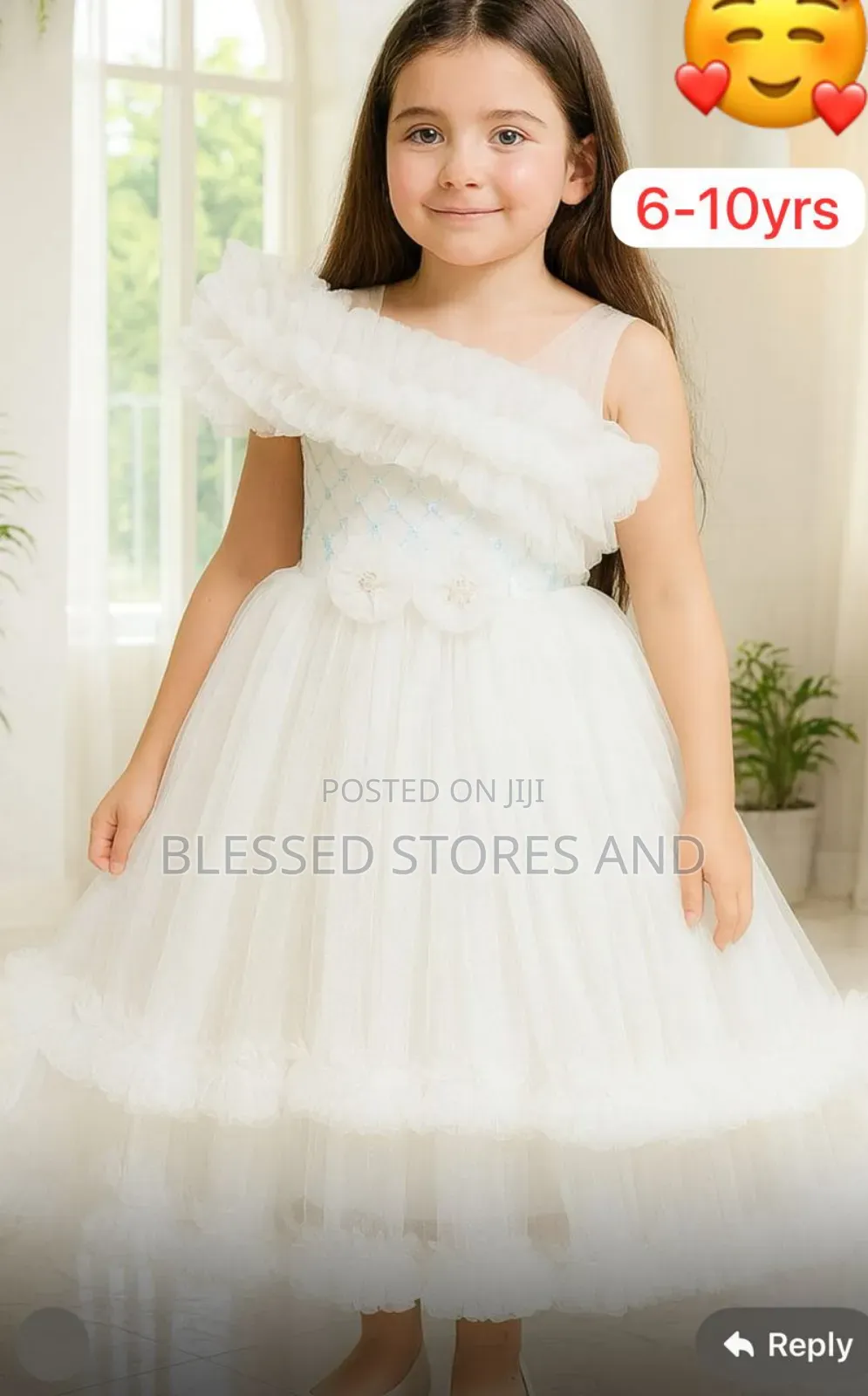 Girls White Party Dress