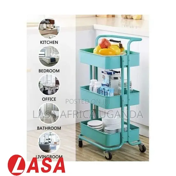 Lasa 3-Tier Metal Mesh Shelf Rolling Cart