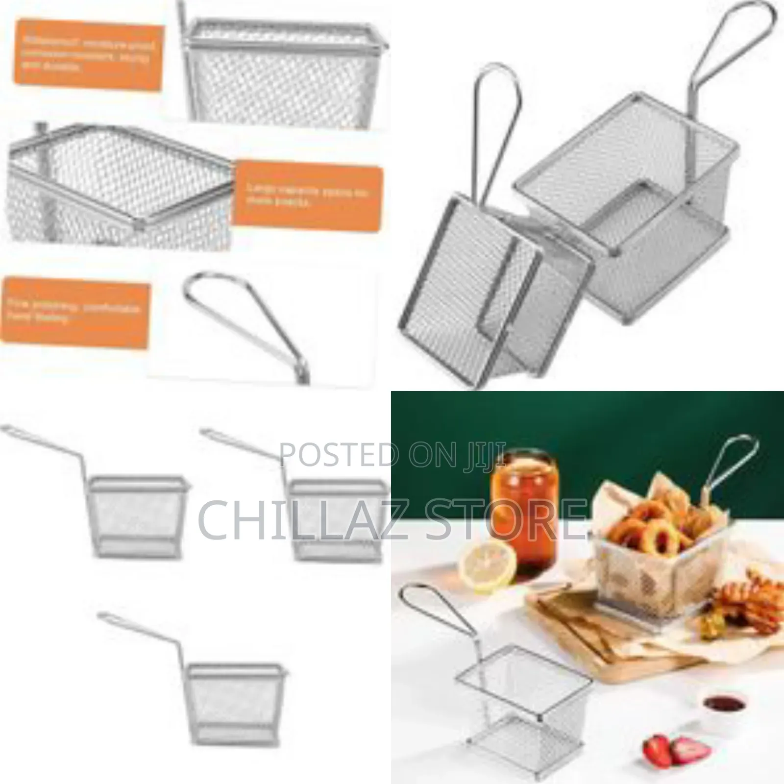 Mini Stainless Steel Fresh Fries Chips Serving Basket.