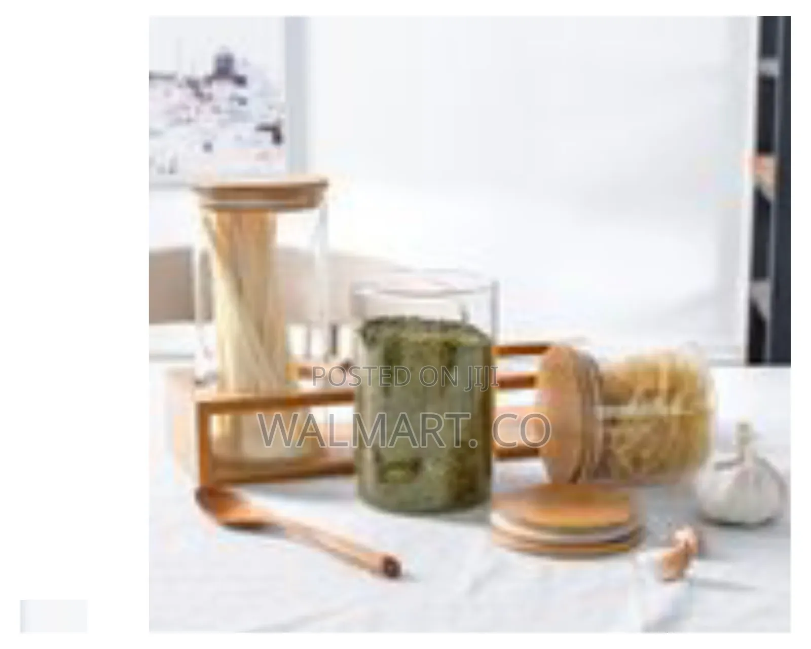 3 Pieces of Glass Sealed Jar With Bamboo Wood Storage