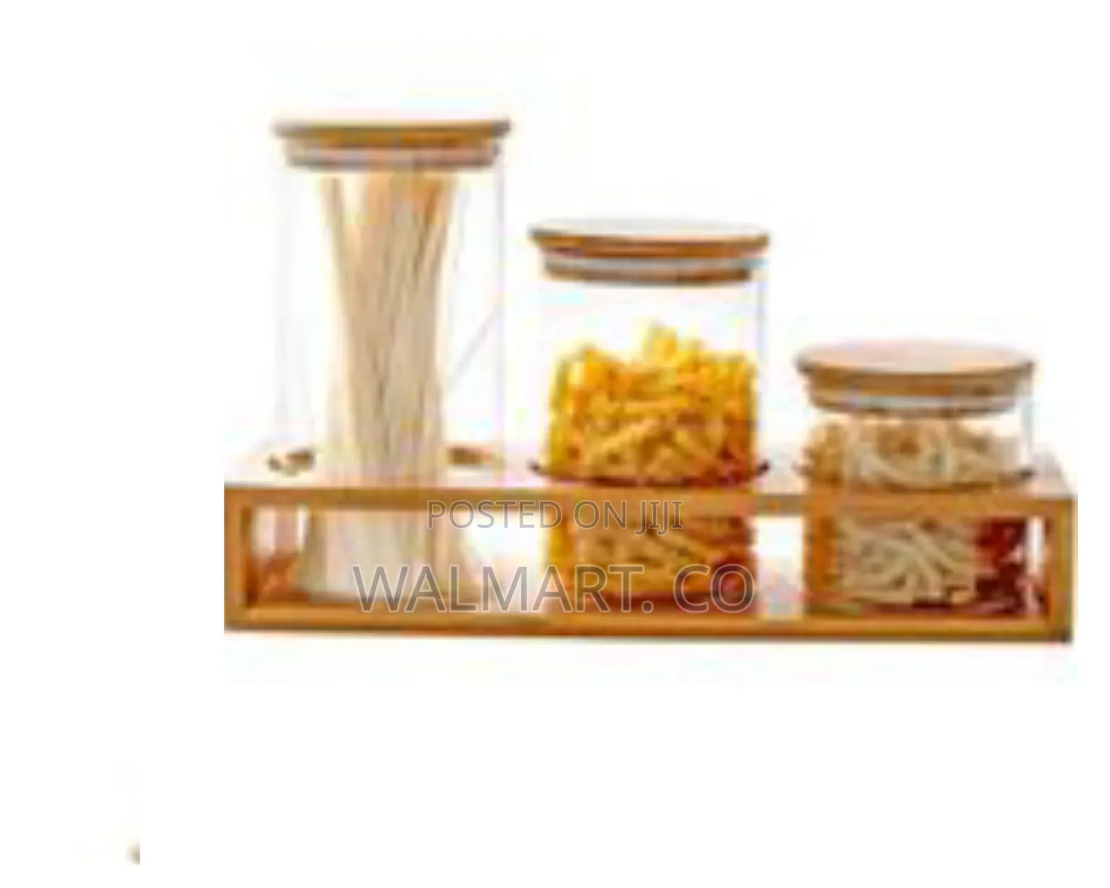 3 Pieces of Glass Sealed Jar With Bamboo Wood Storage