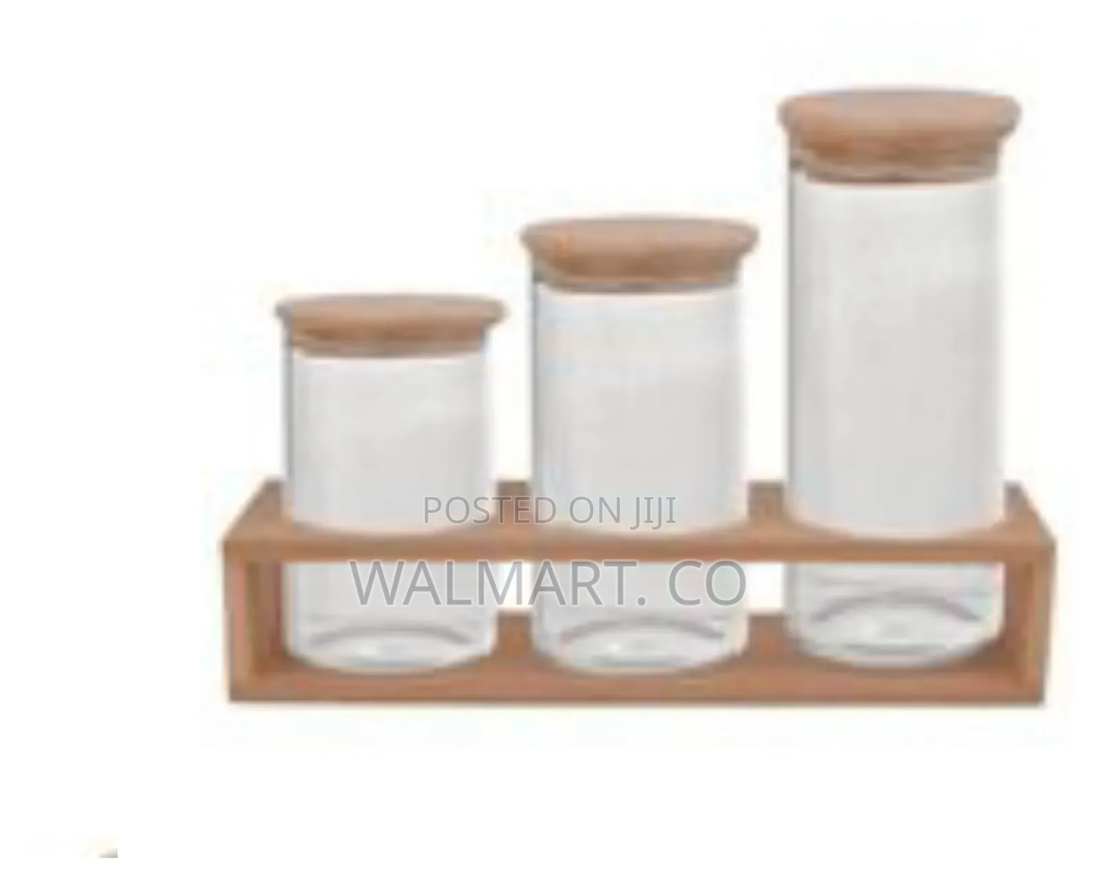3 Pieces of Glass Sealed Jar With Bamboo Wood Storage