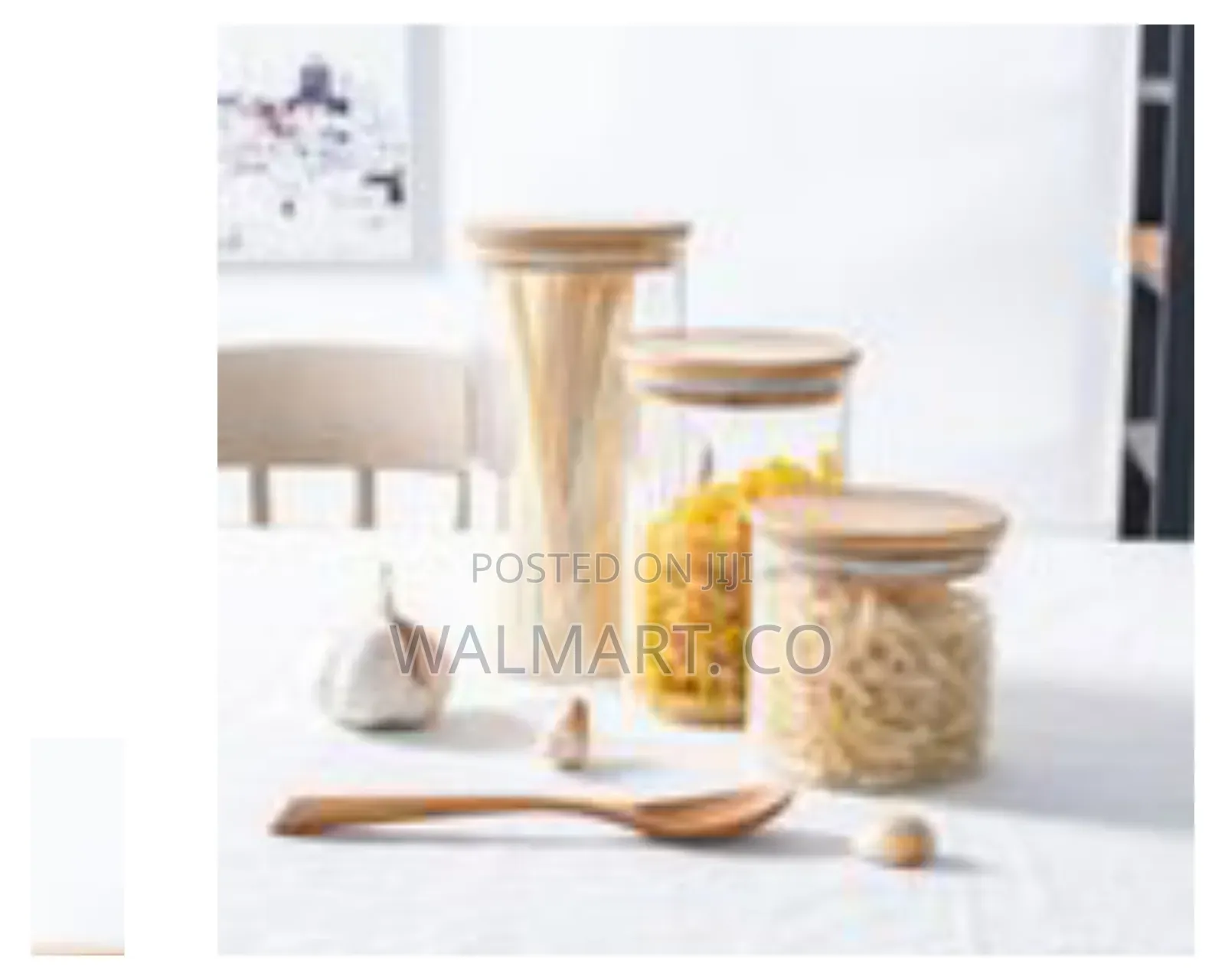 3 Pieces of Glass Sealed Jar With Bamboo Wood Storage