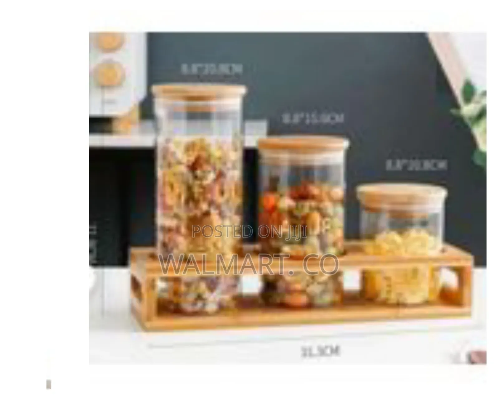 3 Pieces of Glass Sealed Jar With Bamboo Wood Storage