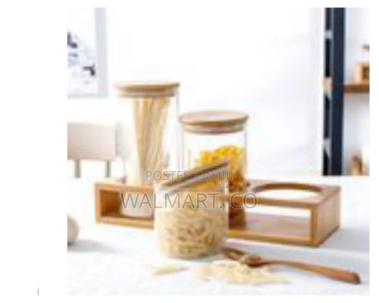 3 Pieces of Glass Sealed Jar With Bamboo Wood Storage