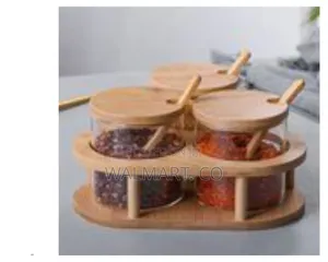 3 Pack Clear Condiment Jars With Bamboo Lid