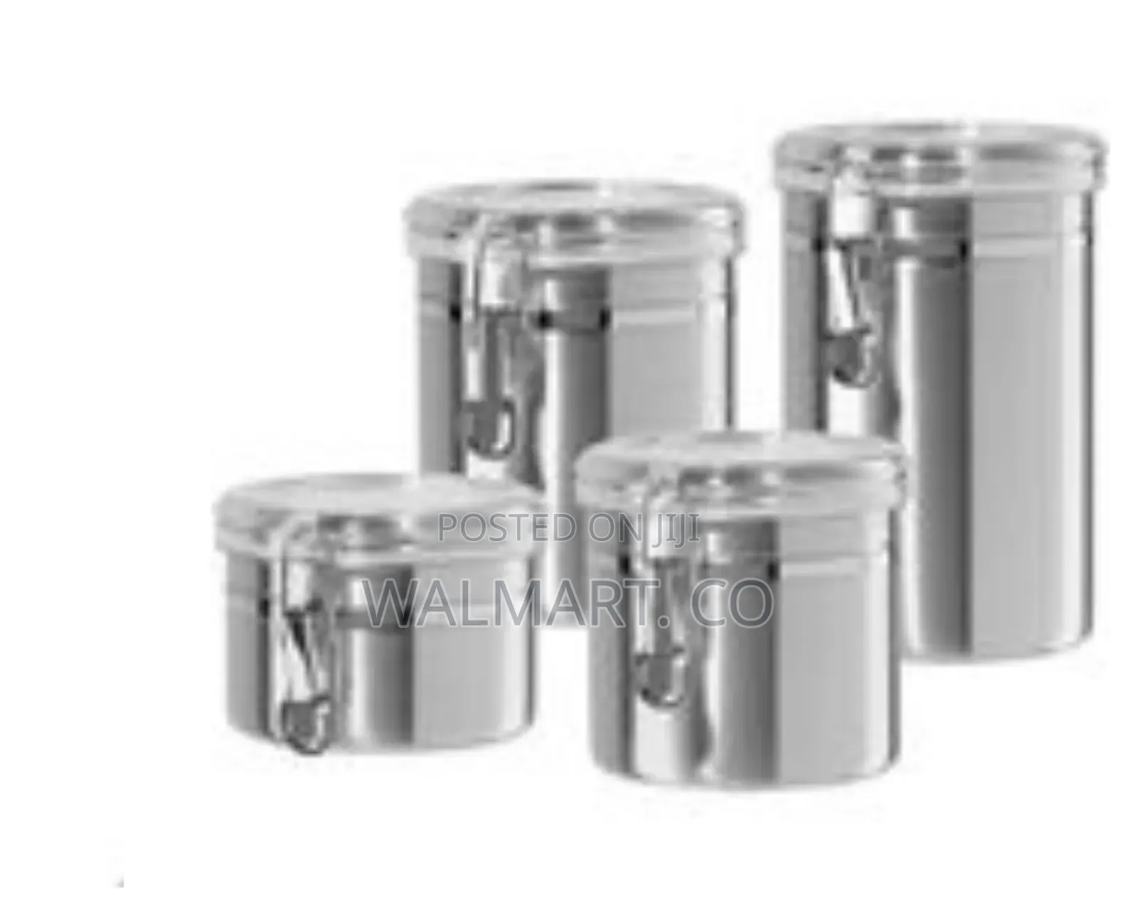 4 Piece Stainless Steel Canister Storage Tins With Acrylic Lid
