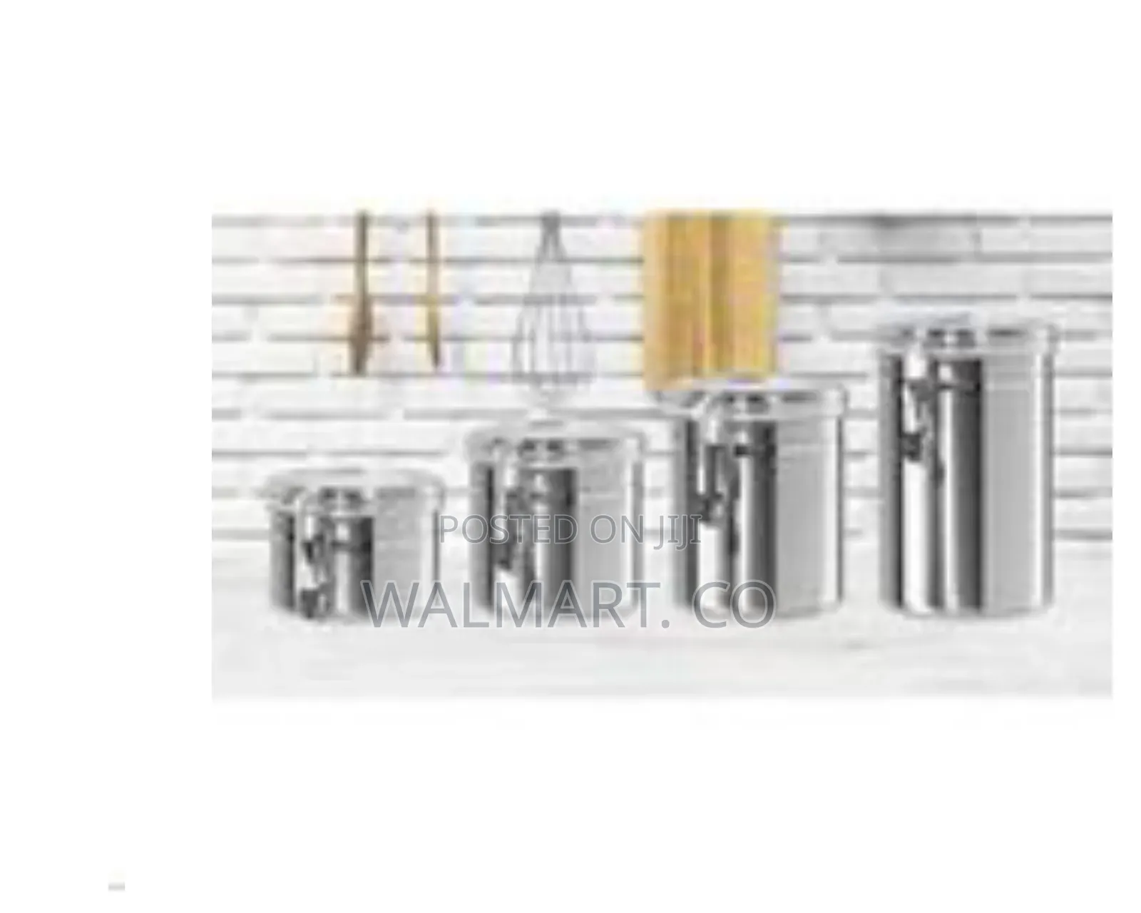 4 Piece Stainless Steel Canister Storage Tins With Acrylic Lid