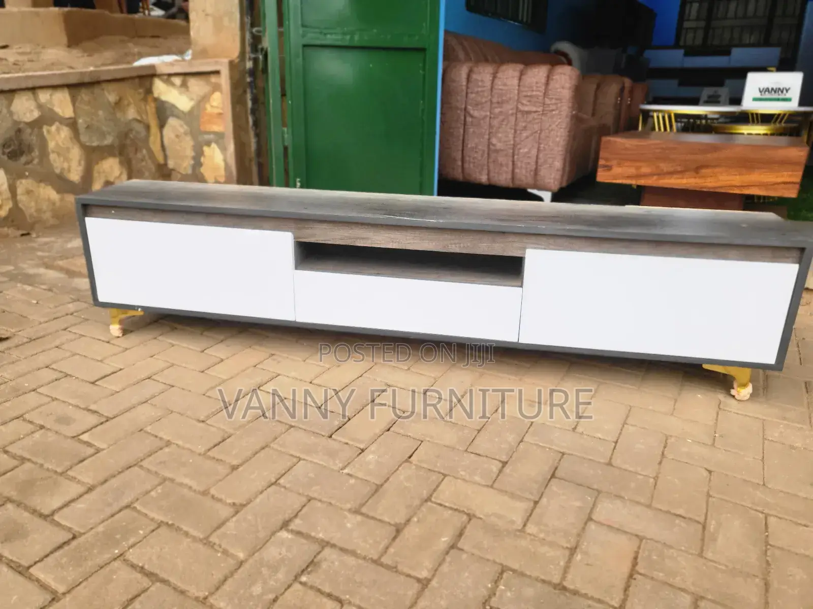 Tv Stand Grey and White Colour