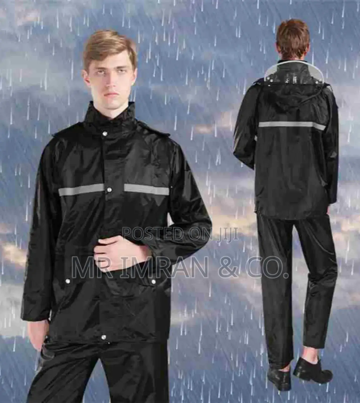 Bikers Raincoat 100% Waterproof for Men- Black