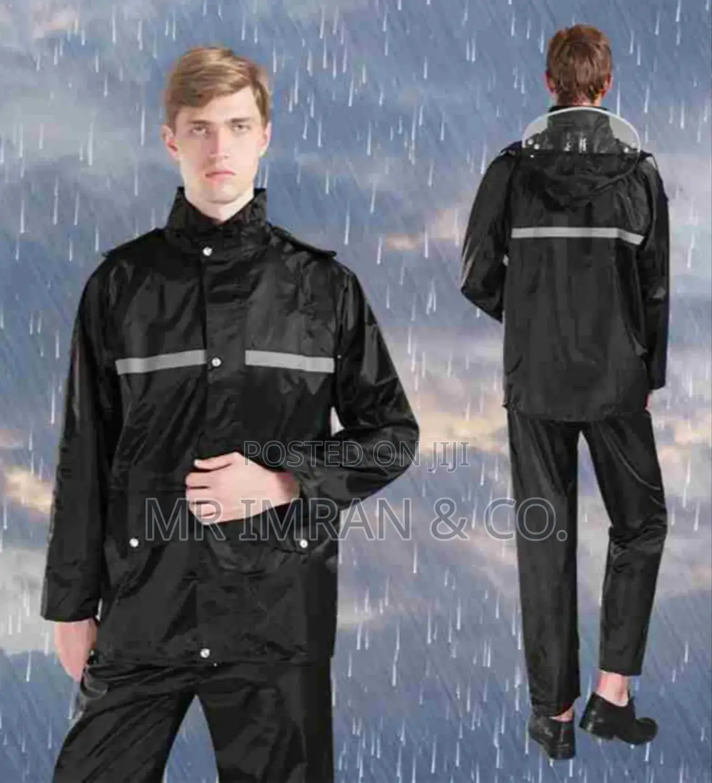 Bikers Raincoat 100% Waterproof for Men- Black