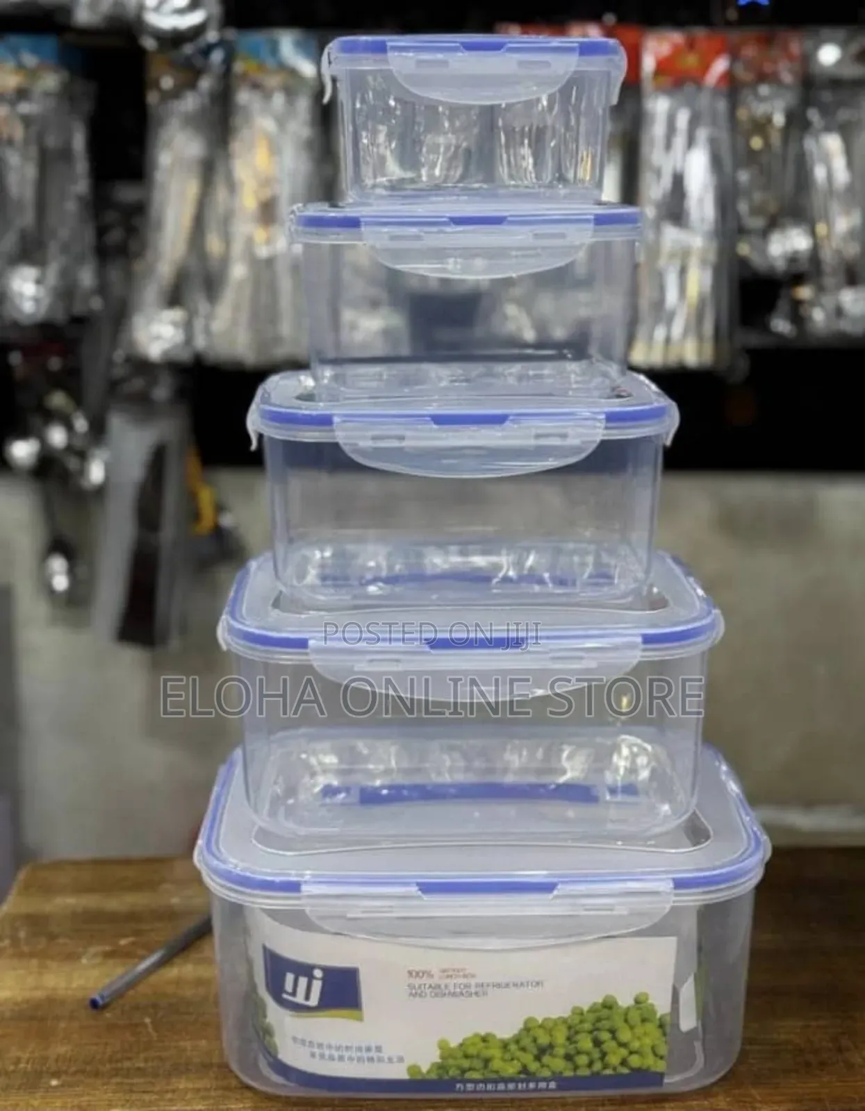 5pcs Set of Stackable, Airtight Plastic Food Storage Containers