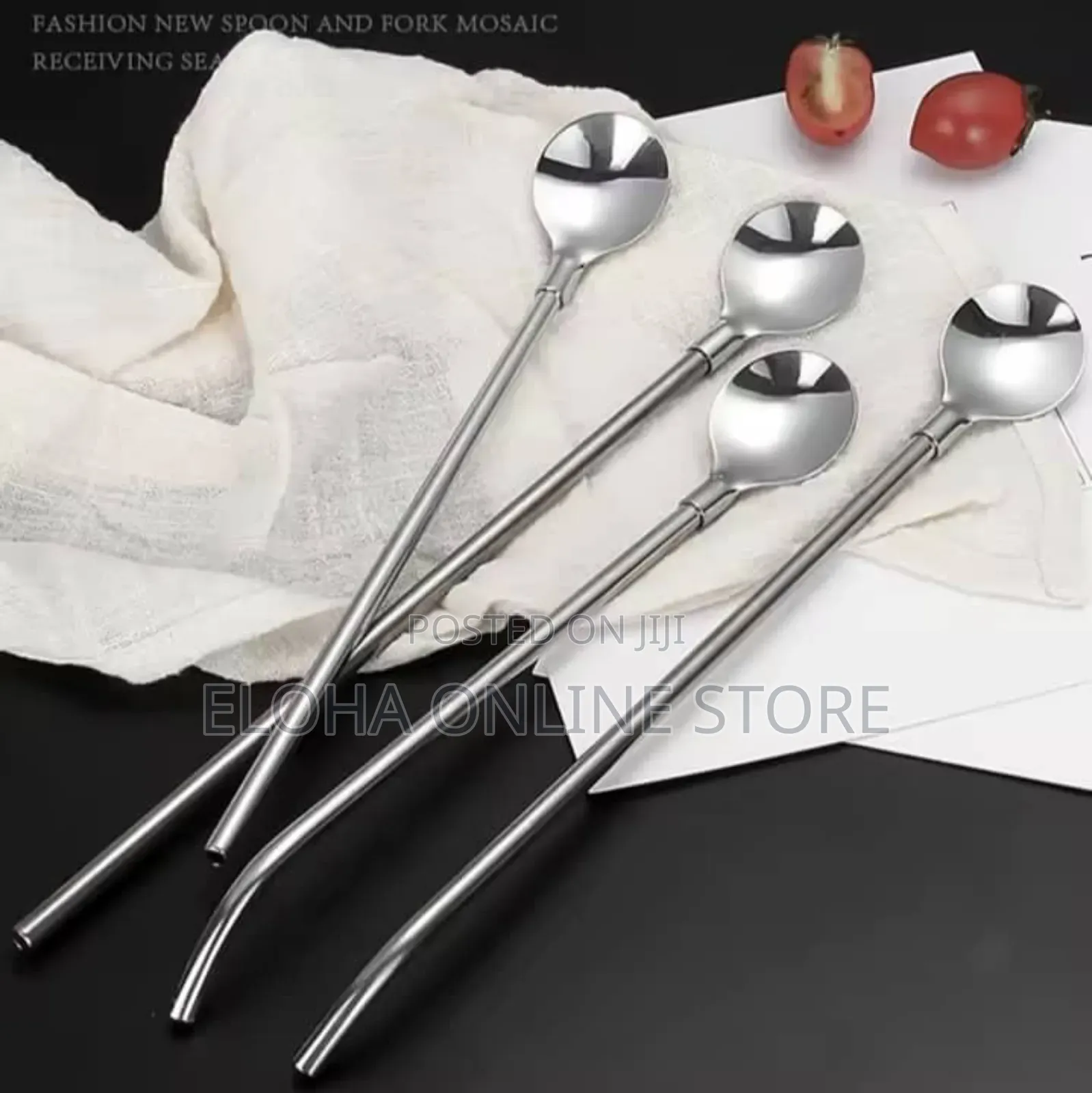 12pcs Stainless Steel Reusable Straw Spoons