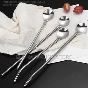 12pcs Stainless Steel Reusable Straw Spoons