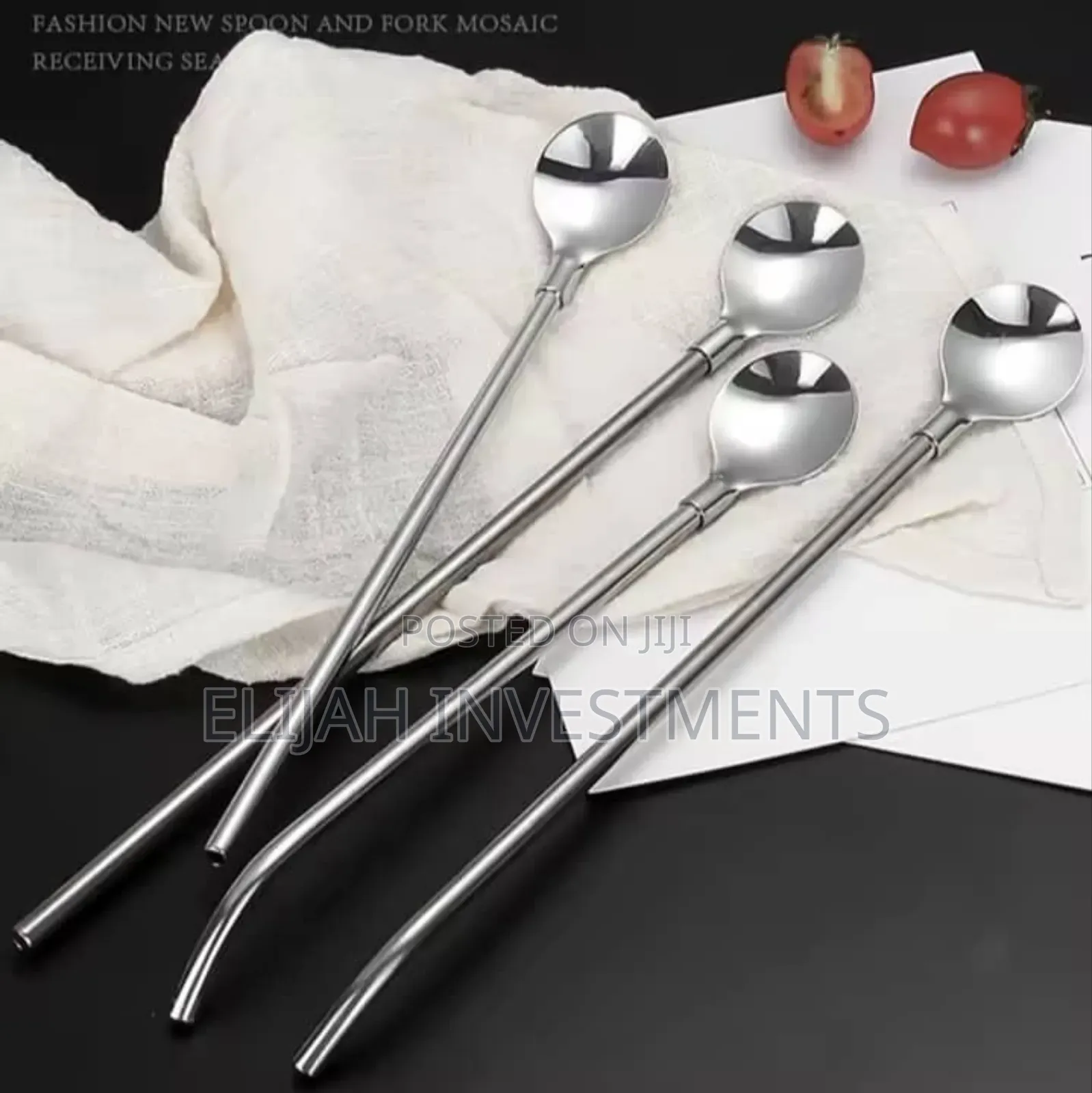 12pcs Stainless Steel Reusable Straw Spoons
