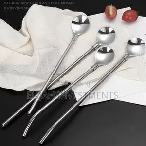 12pcs Stainless Steel Reusable Straw Spoons