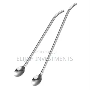 12pcs Stainless Steel Reusable Straw Spoons