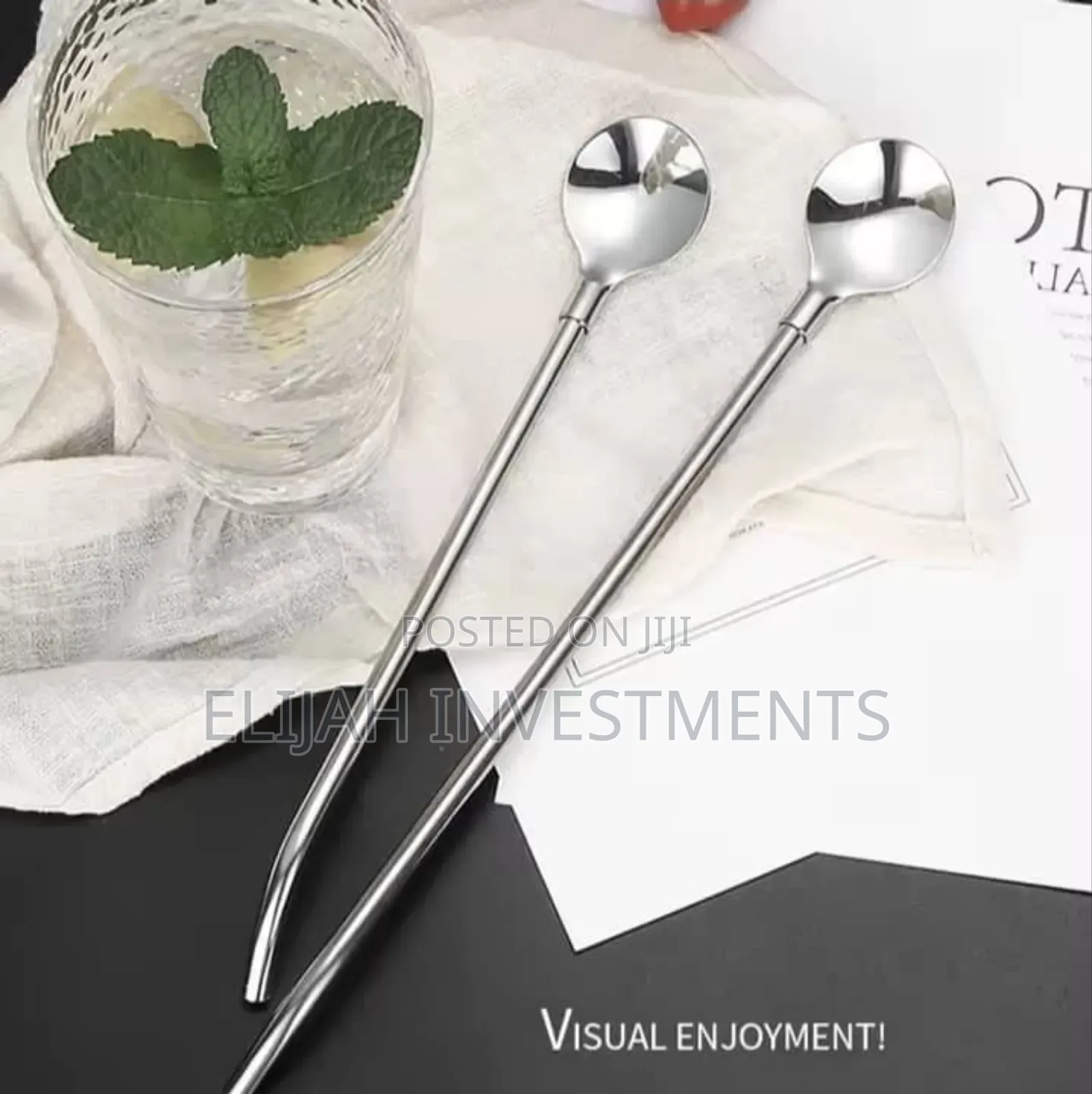 12pcs Stainless Steel Reusable Straw Spoons