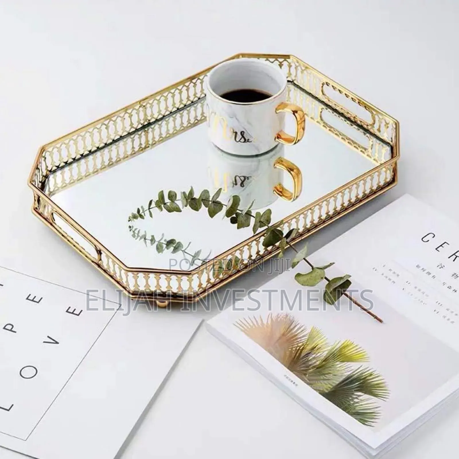 Rectangular Gold Mirror Tray