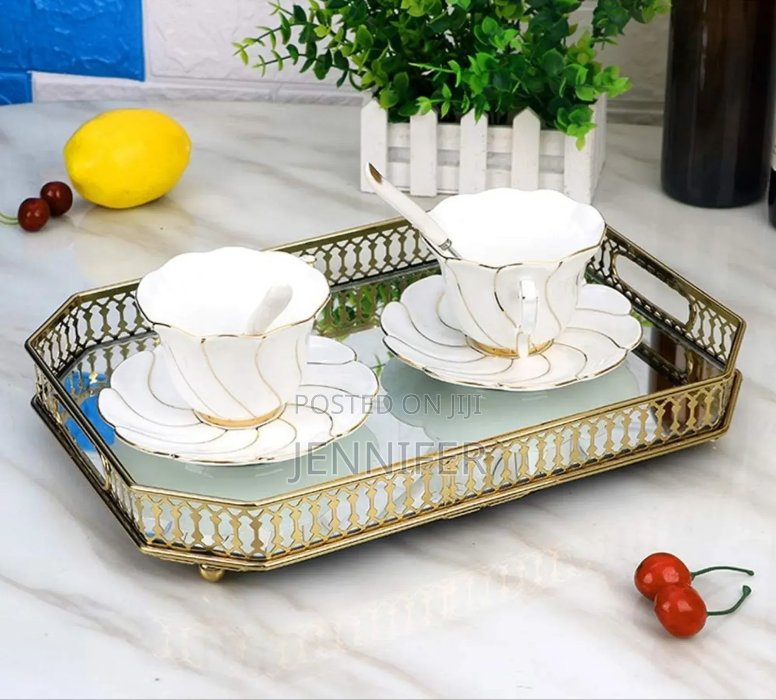 Rectangular Gold Mirror Tray