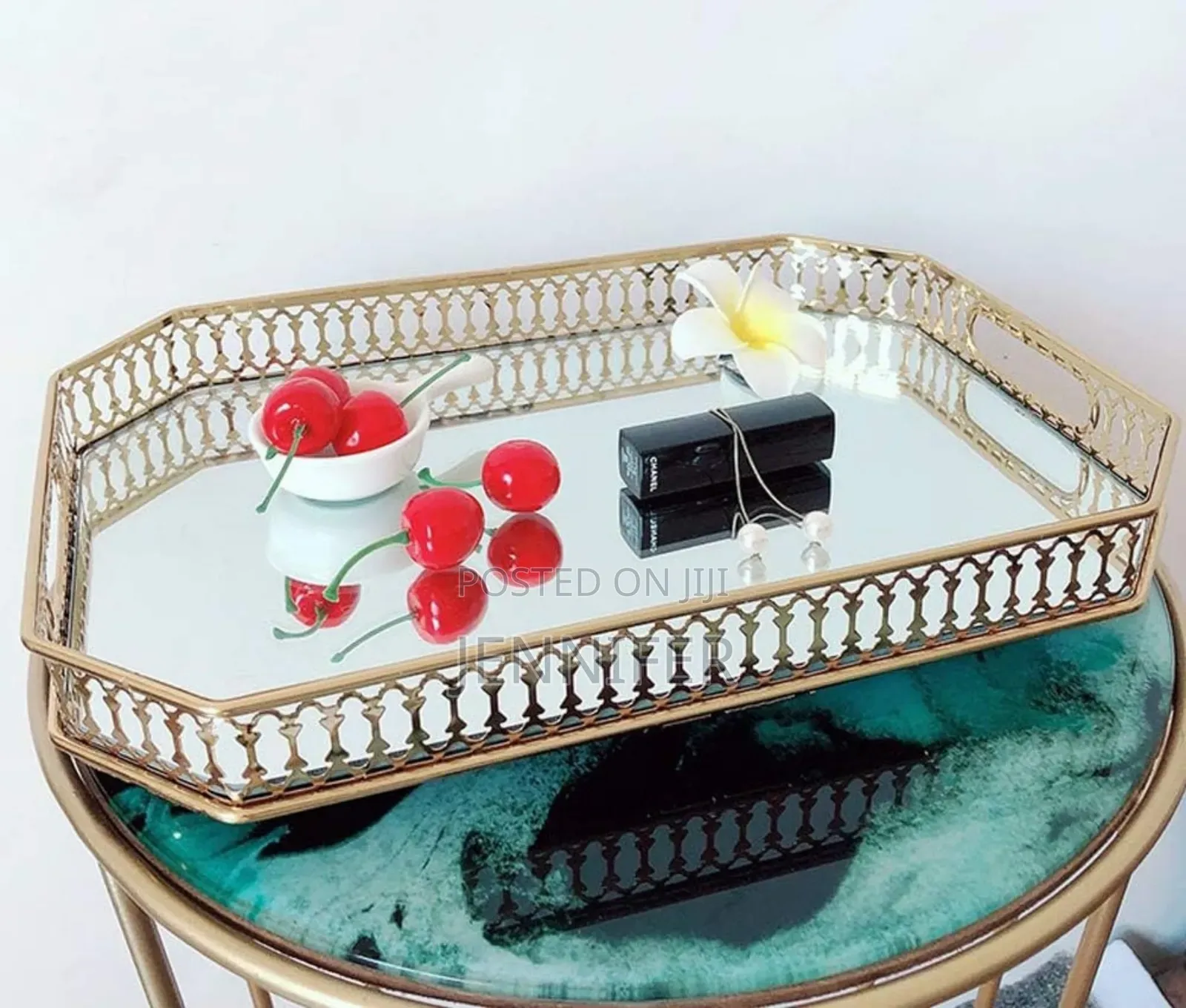 Rectangular Gold Mirror Tray