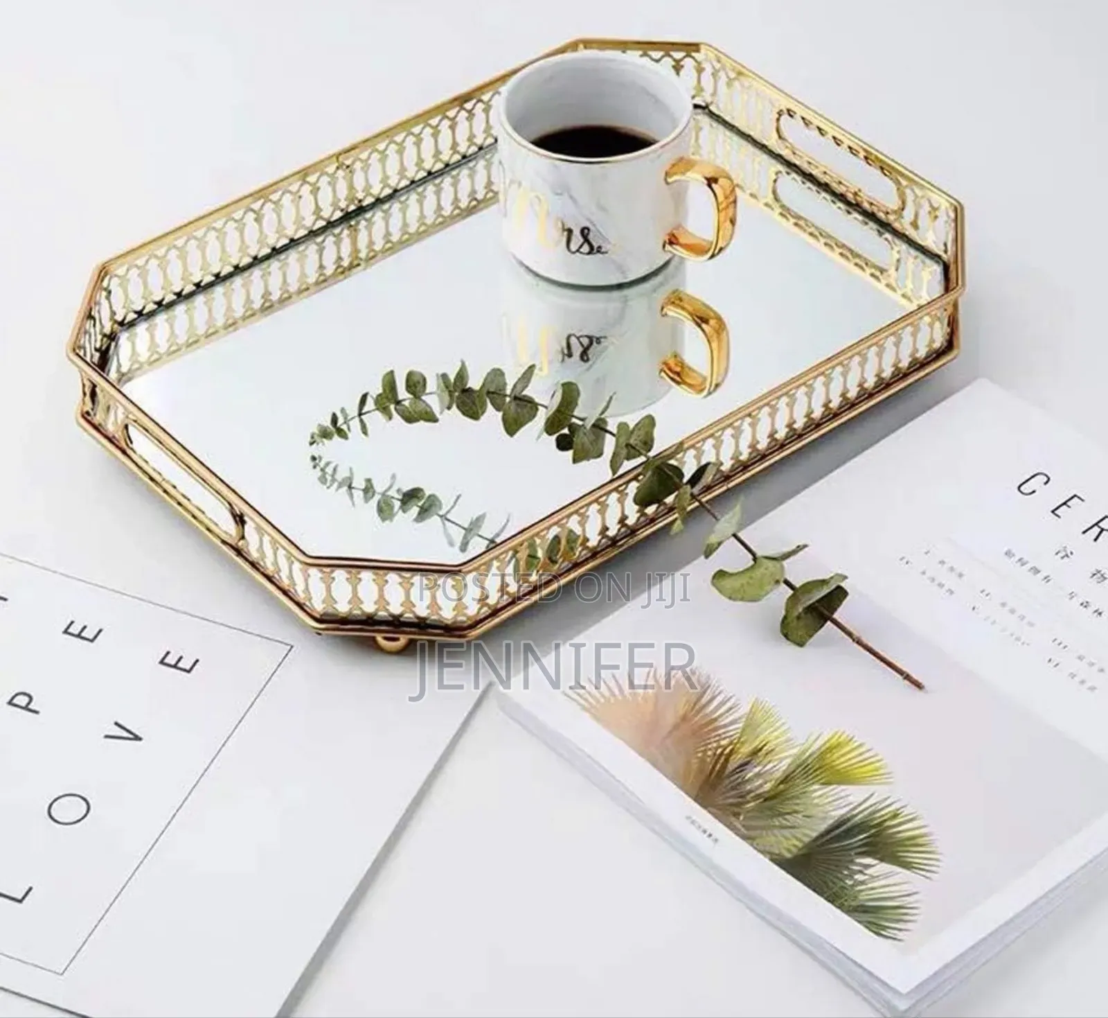 Rectangular Gold Mirror Tray