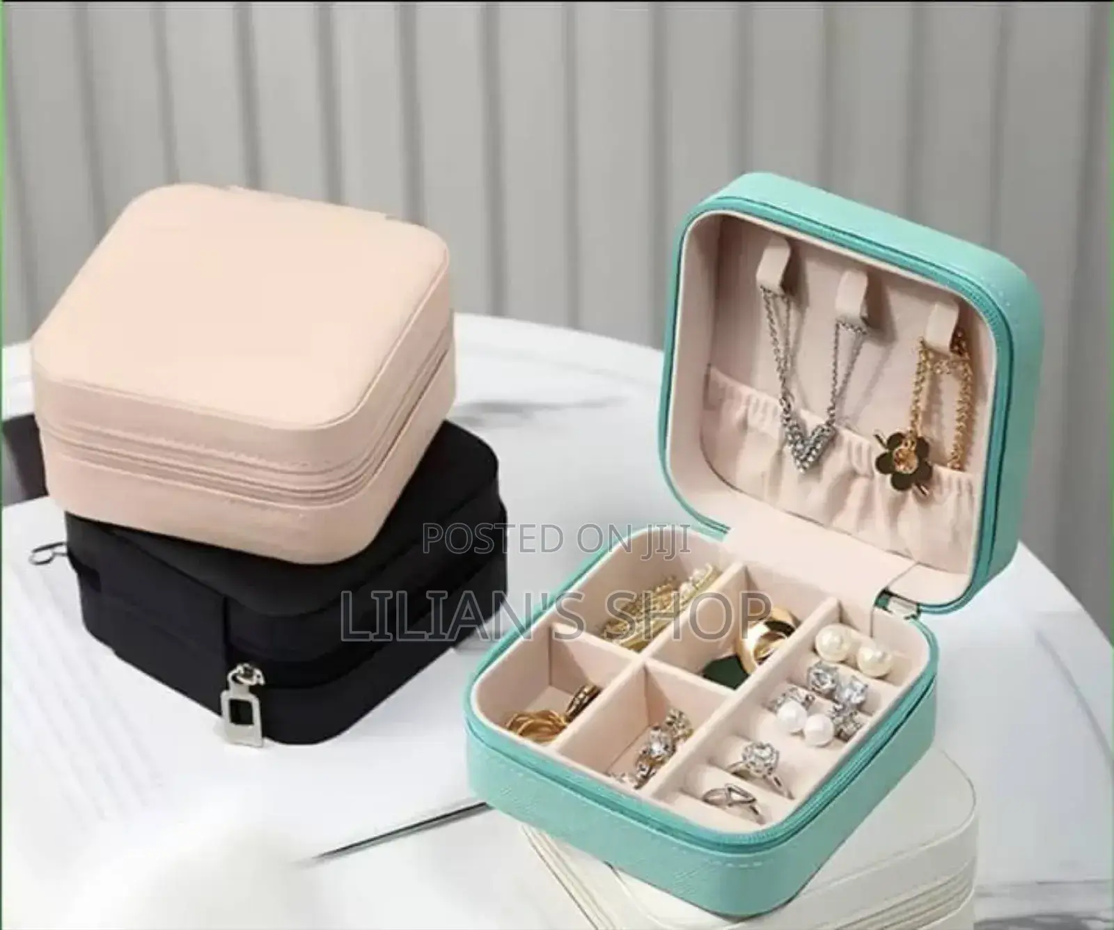 Mini Leather Travel Jewelry Organizer Box.
